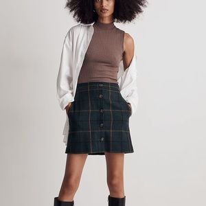 Button Front Wool Skirt
